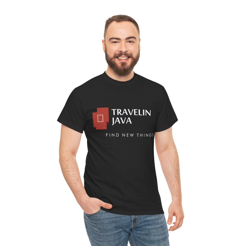 TravelinJava Lock Logo Tee | Unisex Heavy Cotton Tee - Gildan 5000
