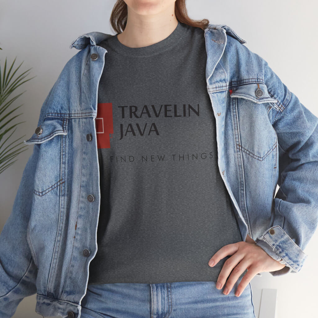 TravelinJava Lock Logo Tee | Unisex Heavy Cotton Tee - Gildan 5000