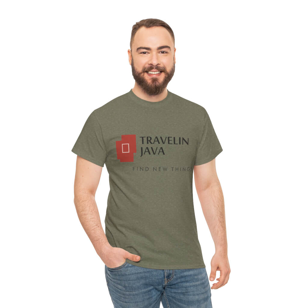 TravelinJava Lock Logo Tee | Unisex Heavy Cotton Tee - Gildan 5000