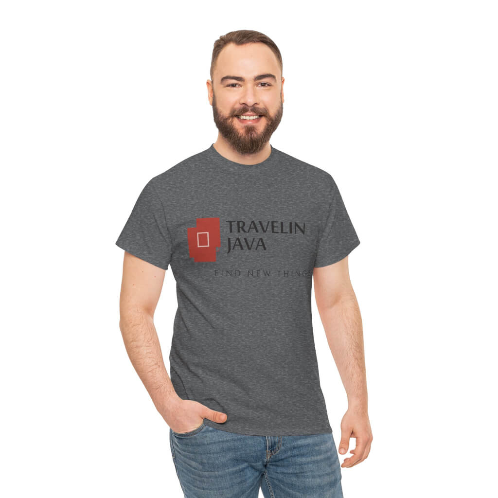 TravelinJava Lock Logo Tee | Unisex Heavy Cotton Tee - Gildan 5000