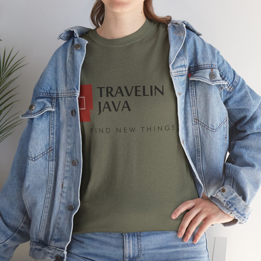 TravelinJava Lock Logo Tee | Unisex Heavy Cotton Tee - Gildan 5000