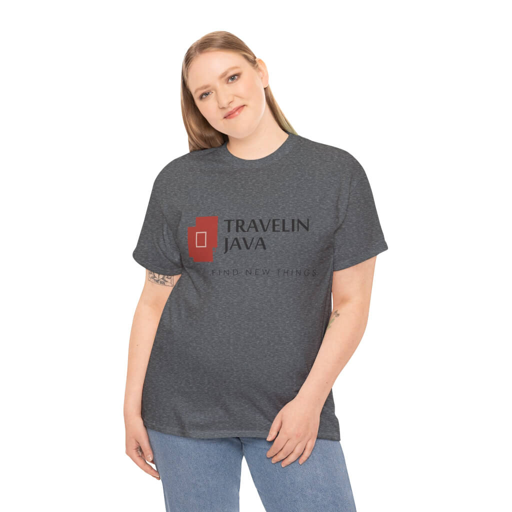 TravelinJava Lock Logo Tee | Unisex Heavy Cotton Tee - Gildan 5000