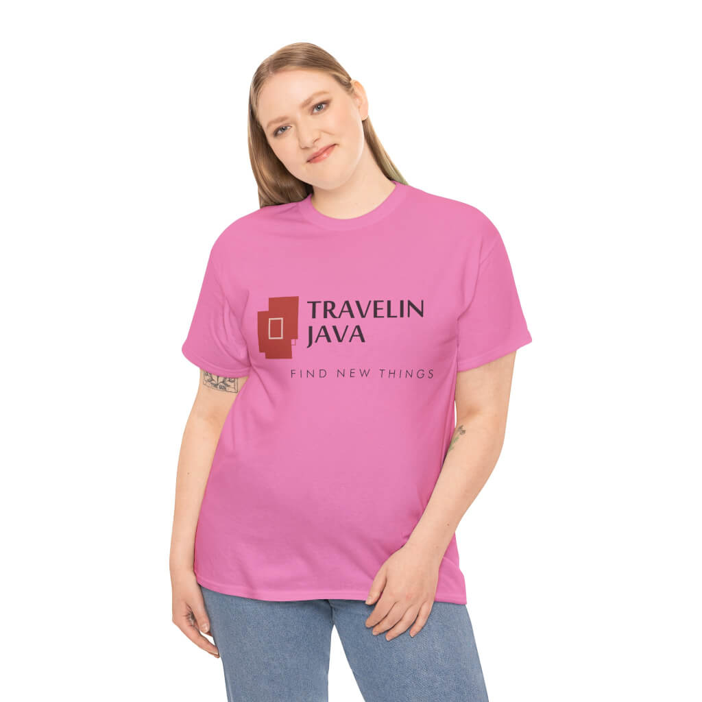 TravelinJava Lock Logo Tee | Unisex Heavy Cotton Tee - Gildan 5000