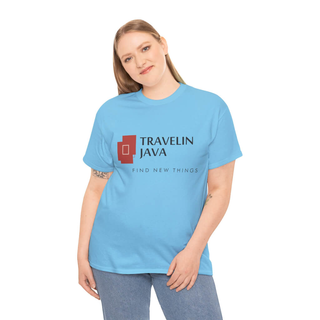 TravelinJava Lock Logo Tee | Unisex Heavy Cotton Tee - Gildan 5000