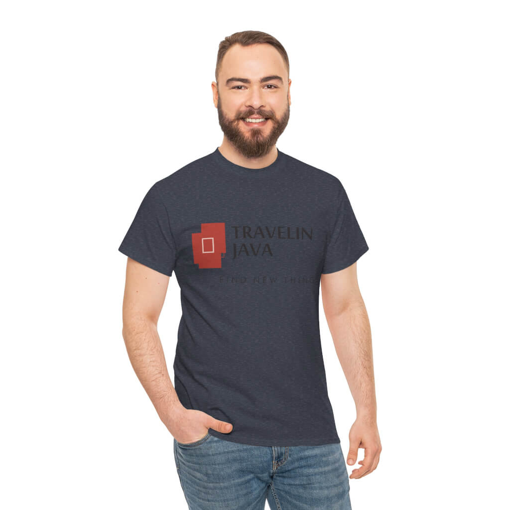 TravelinJava Lock Logo Tee | Unisex Heavy Cotton Tee - Gildan 5000
