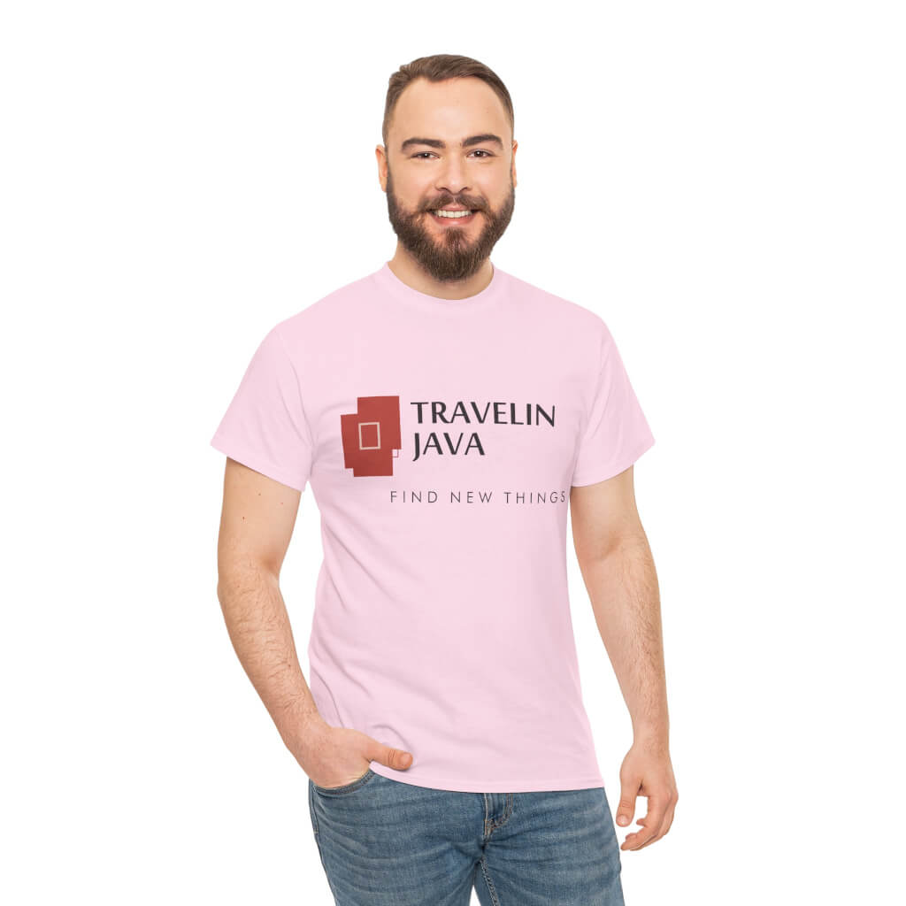 TravelinJava Lock Logo Tee | Unisex Heavy Cotton Tee - Gildan 5000