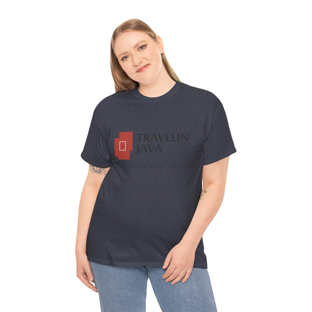 TravelinJava Lock Logo Tee | Unisex Heavy Cotton Tee - Gildan 5000